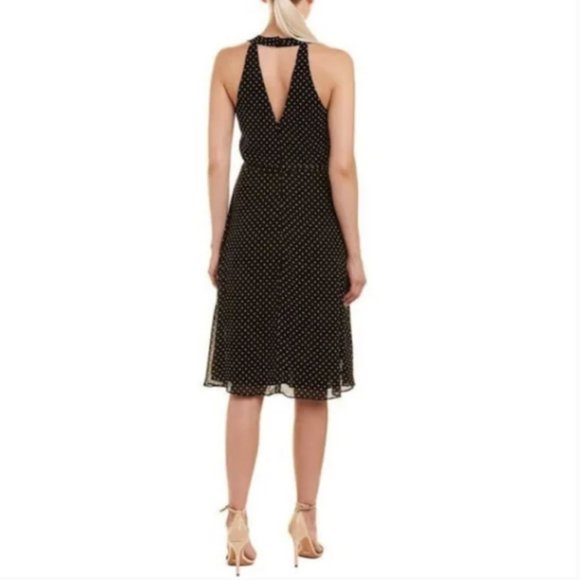 Polka Dot Swing Halter Faux Wrap Dress - Picture 2 of 7